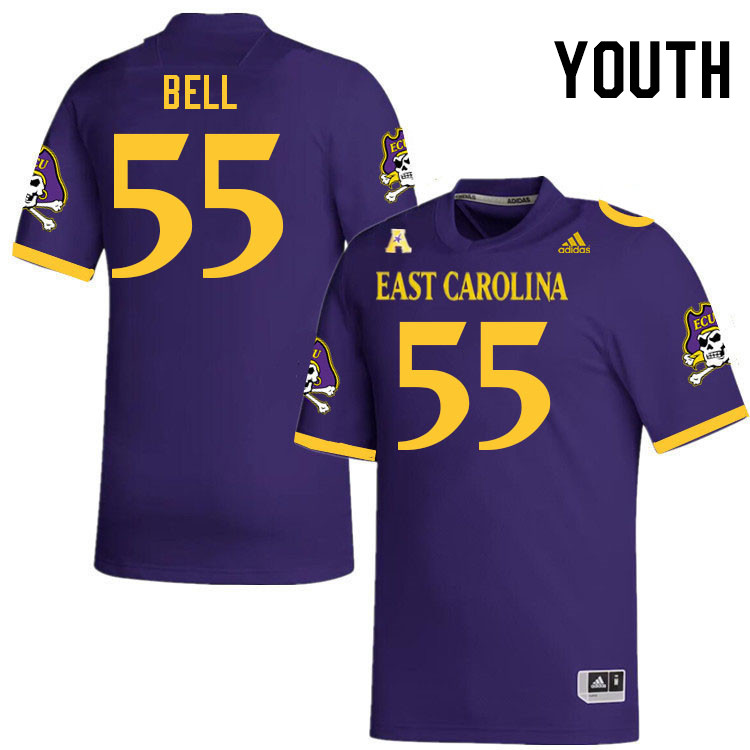 Youth #55 Darius Bell ECU Pirates College Football Jerseys Stitched-Purple